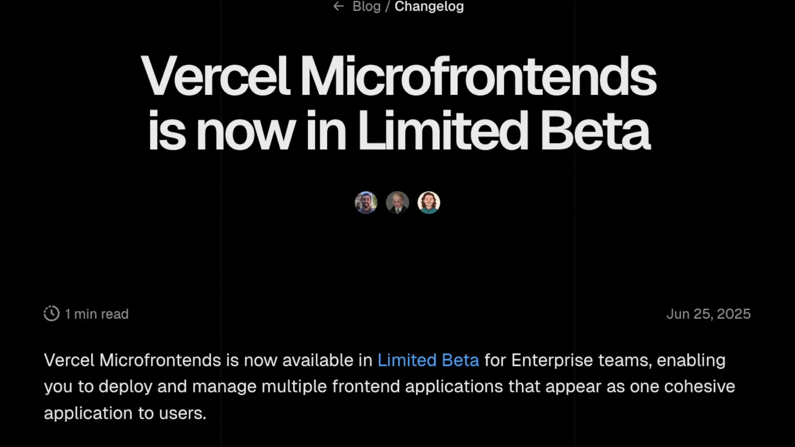 Vercel Microfrontends architecture allowing multiple frontend applications to appear as one cohesive user experience