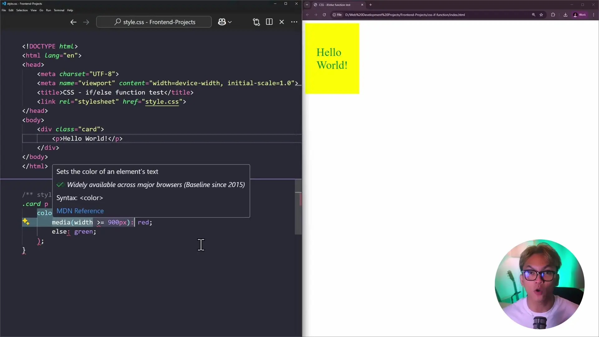 CSS if statement checking media width to conditionally apply text colors