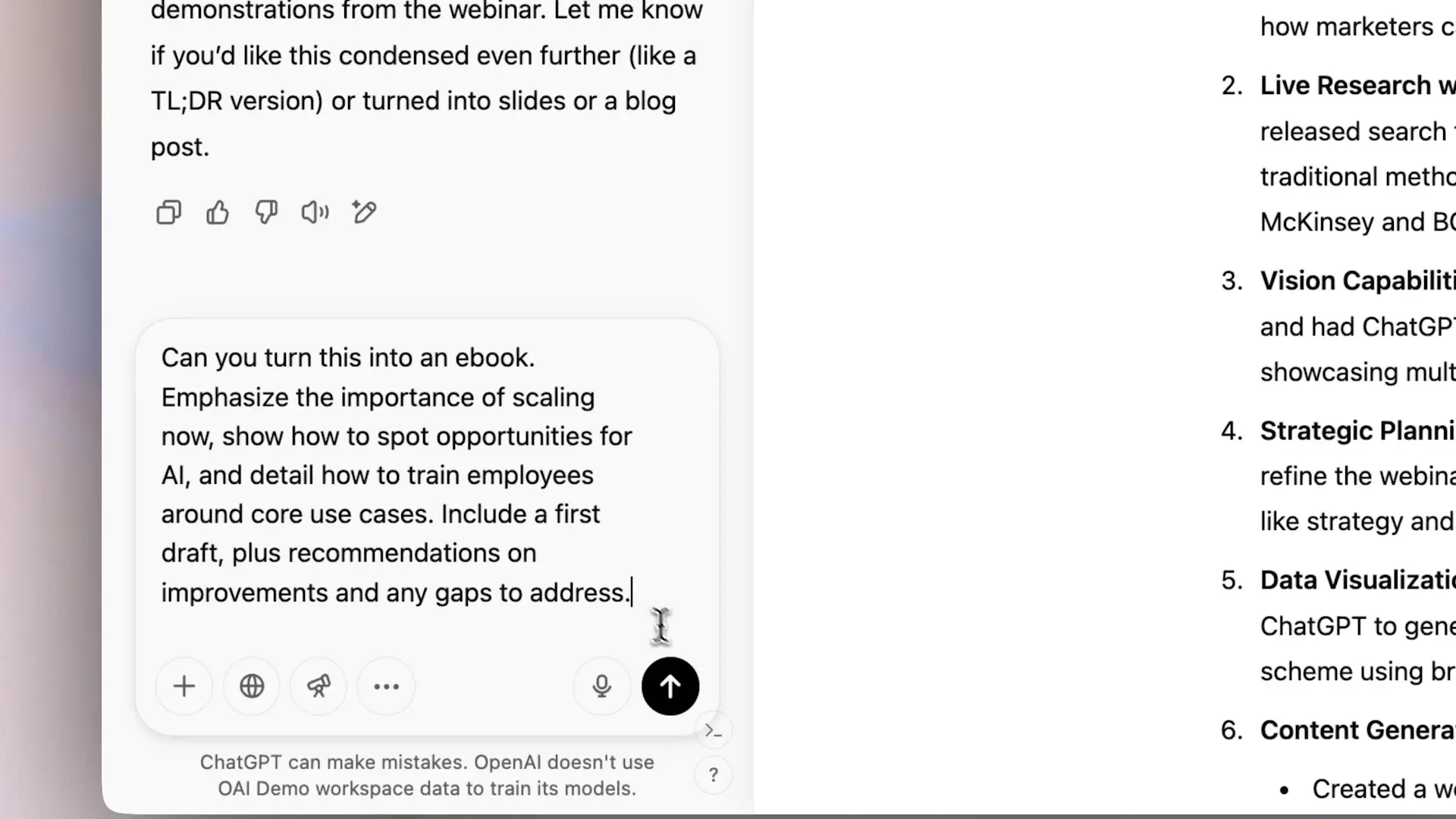 ChatGPT Canvas transforming content with recommendations and improvements for enhanced readability