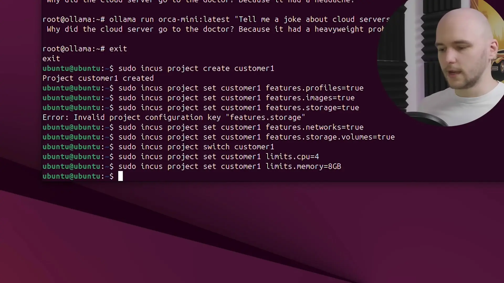 Setting resource limits for customer projects in Incus