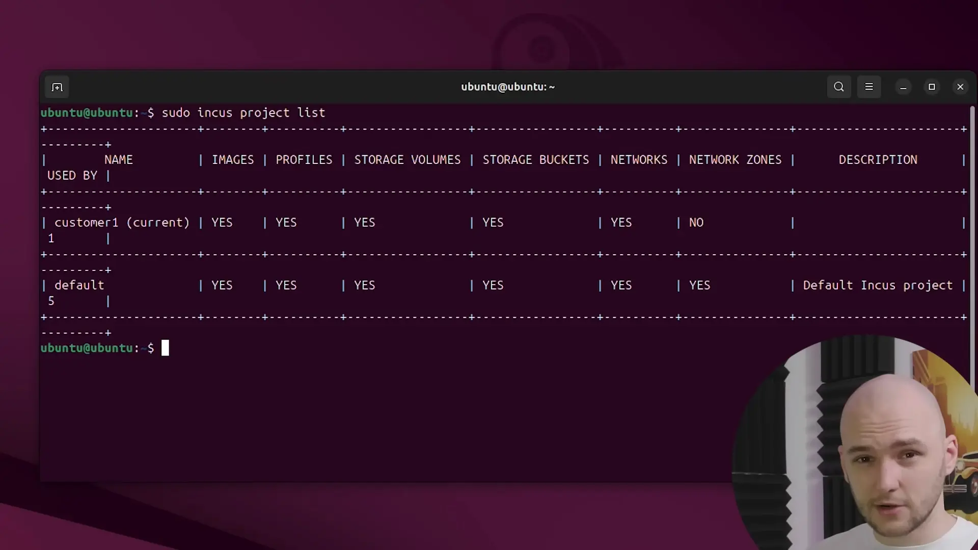 Incus container running with an AI model deployed inside it